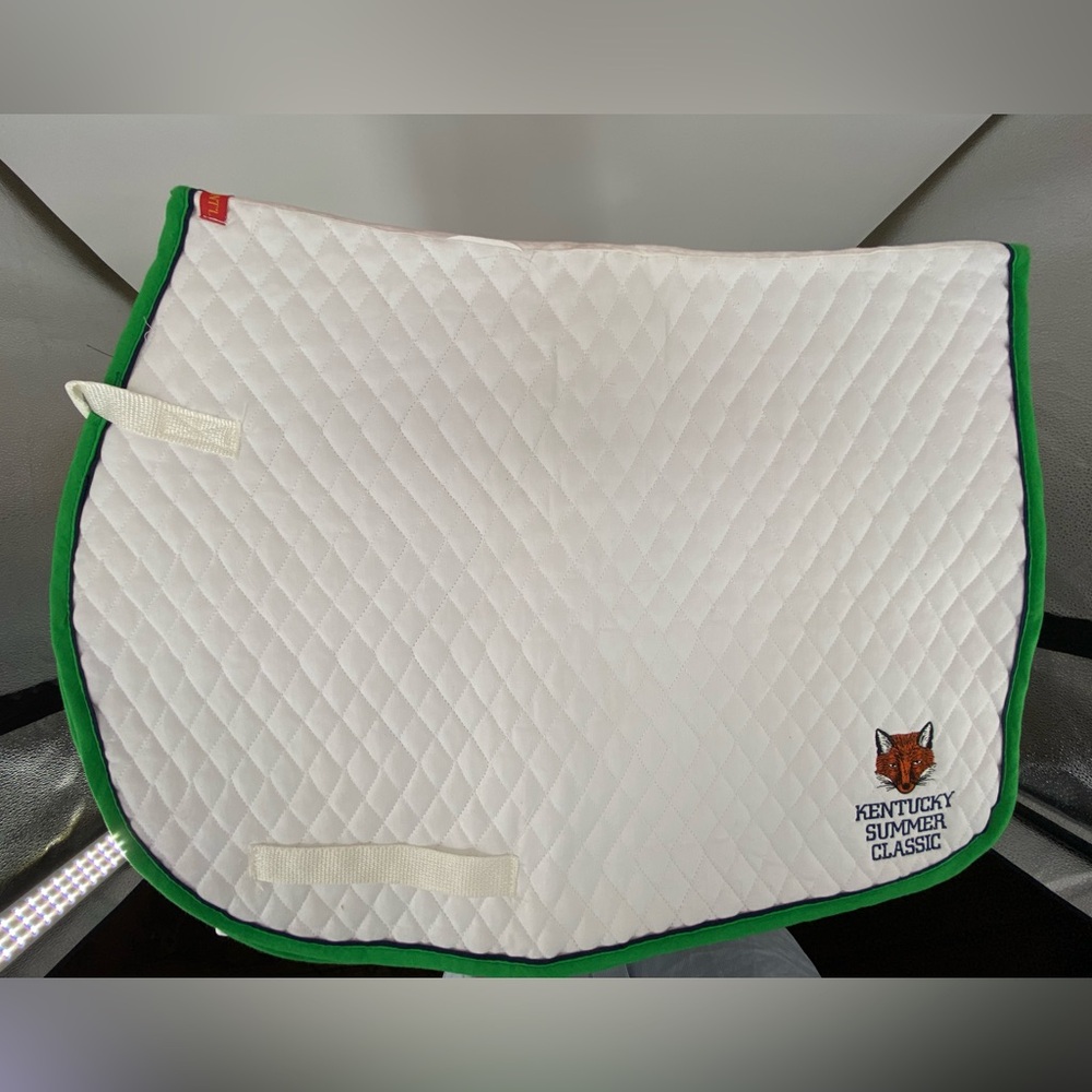 Franconia‎ Intl Quilted Saddle Pad with Green Trim and Blue Piping